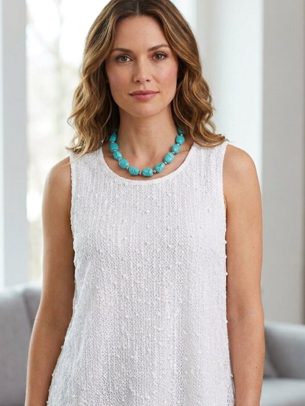 Alfani White Sleeveless Crochet Textured Knit Tank Top – Large - Picture 1 of 9